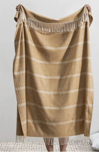 Caramel Montauk Stripe Herringbone Throw