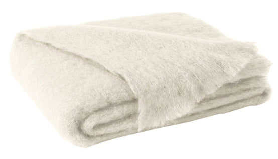 Cream Brushed Mohair Throw