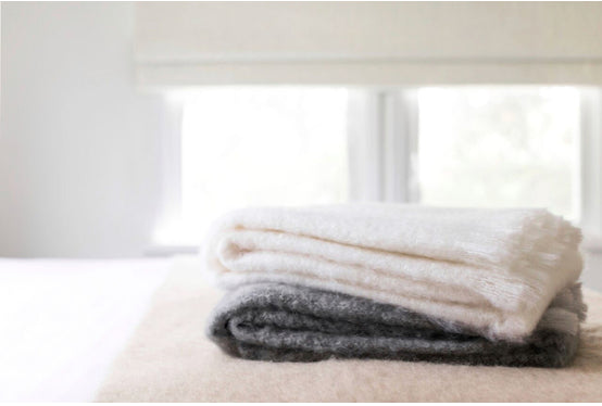 Cream Brushed Mohair Throw