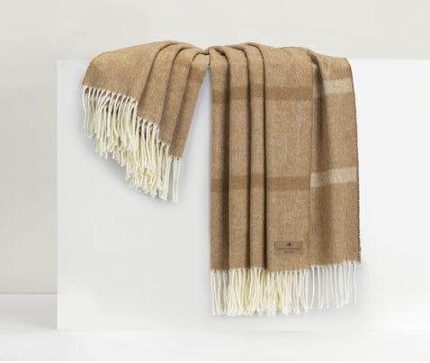 Caramel Montauk Stripe Herringbone Throw