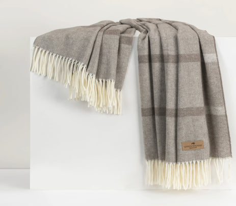 Mink Montauk Stripe Herringbone Throw
