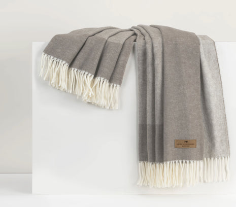 Mink Border Herringbone Throw