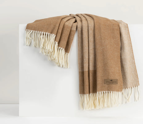 Caramel Border Herringbone Throw