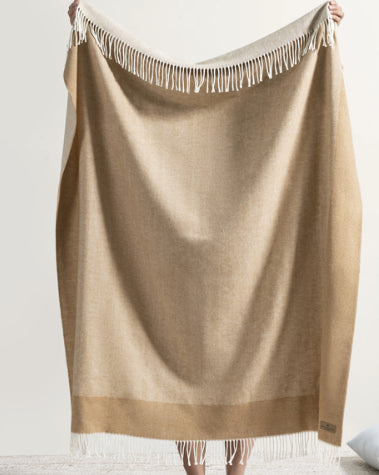 Caramel Border Herringbone Throw