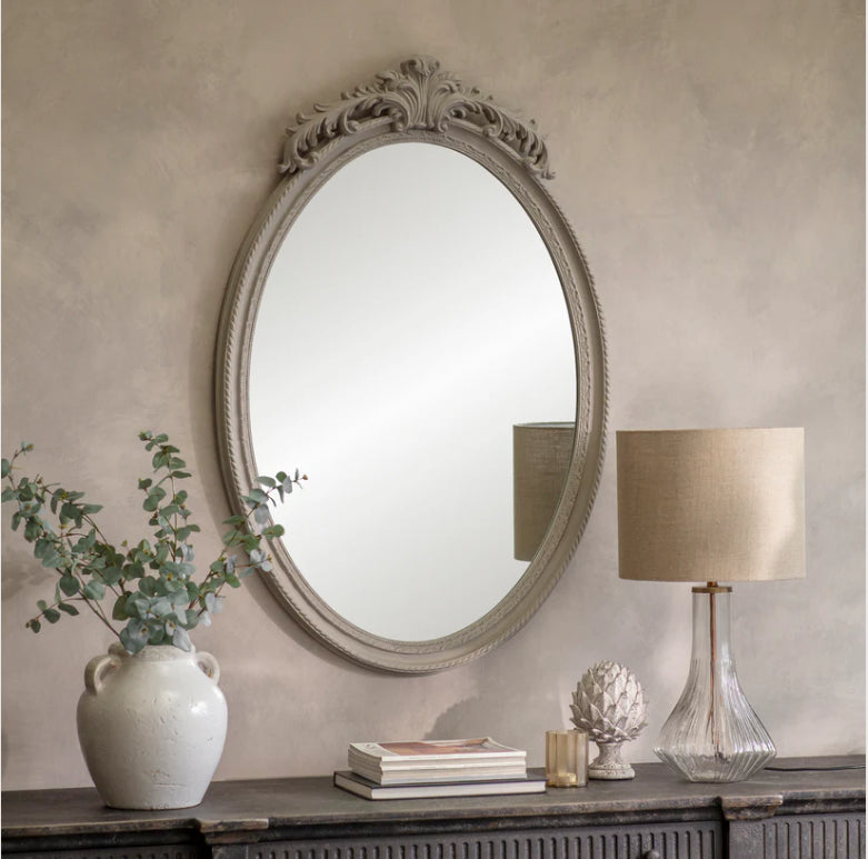 Pale Shore Oval Mirror