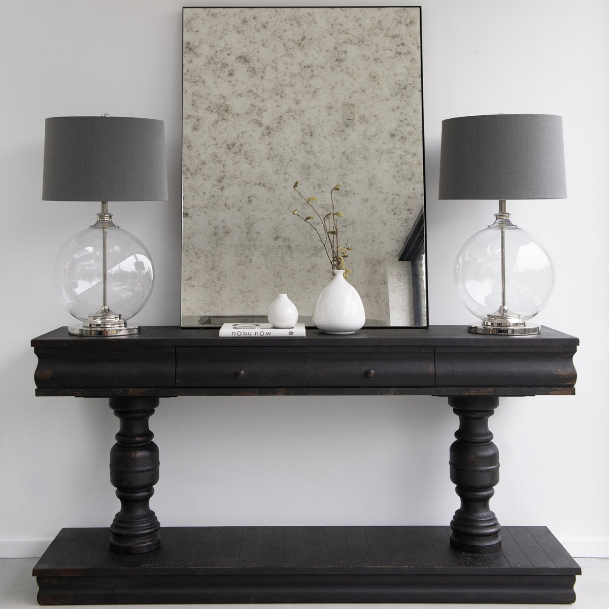 Warwick Black Distressed Console table