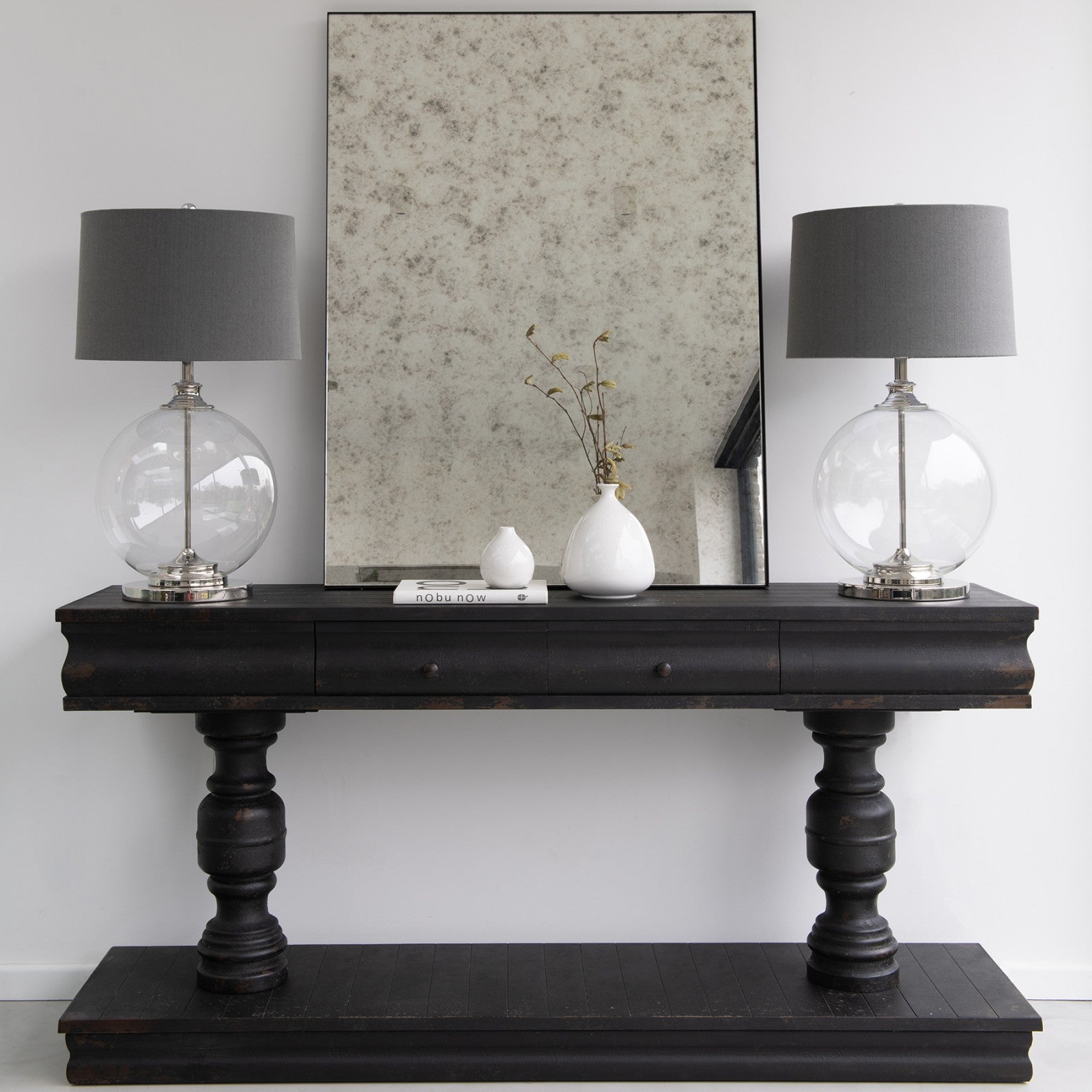 Warwick Black Distressed Console table